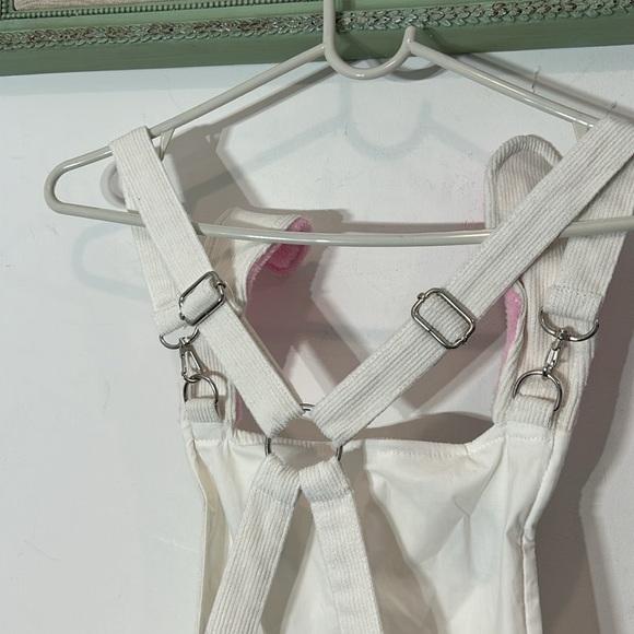 Sugar Thrillz Bunny Ears Pinafore dress white corduroy mini dress medium new - Picture 6 of 6